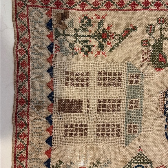 Charming Embroidered Alphabet Sampler 1861 - Picture 4 of 5